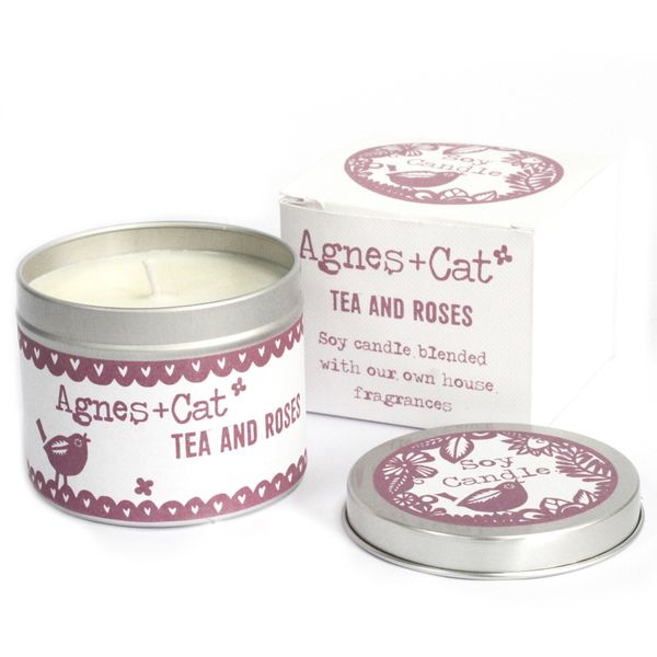 Kerze in Zinkdose in Geschenkverpackung - Tea and Roses