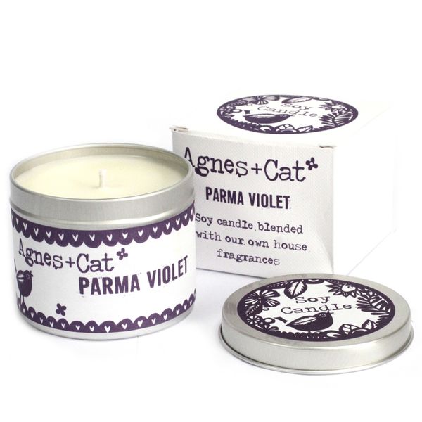 Kerze in Zinkdose in Geschenkverpackung- Parma Violet