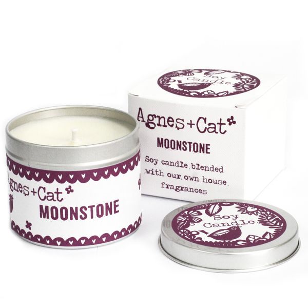 Kerze in Zinkdose in Geschenkverpackung- Moonstone