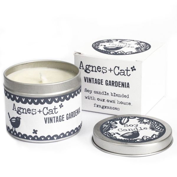 Kerze in Zinkdose in Geschenkverpackung - Vintage Gardenia
