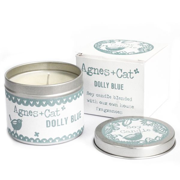 Kerze in Zinkdose in Geschenkverpackung - Dolly Blue