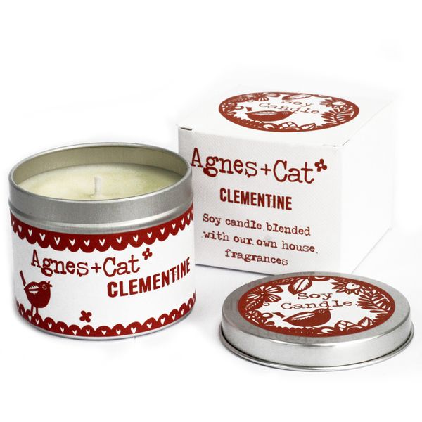 Kerze in Zinkdose in Geschenkverpackung- Clementine