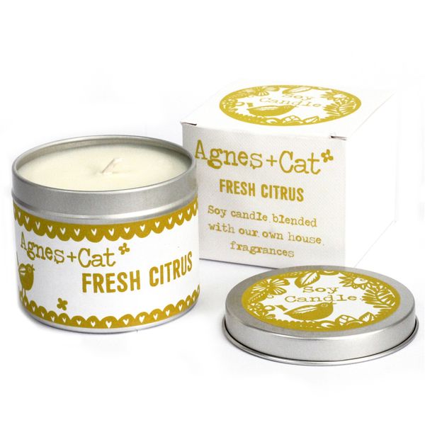 Kerze in Zinkdose in Geschenkverpackung- Citrus