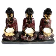 Antike Buddha Kerzenhalter - Drei Gläubige