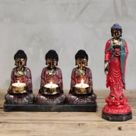 Antike Buddha Kerzenhalter - Drei Gläubige