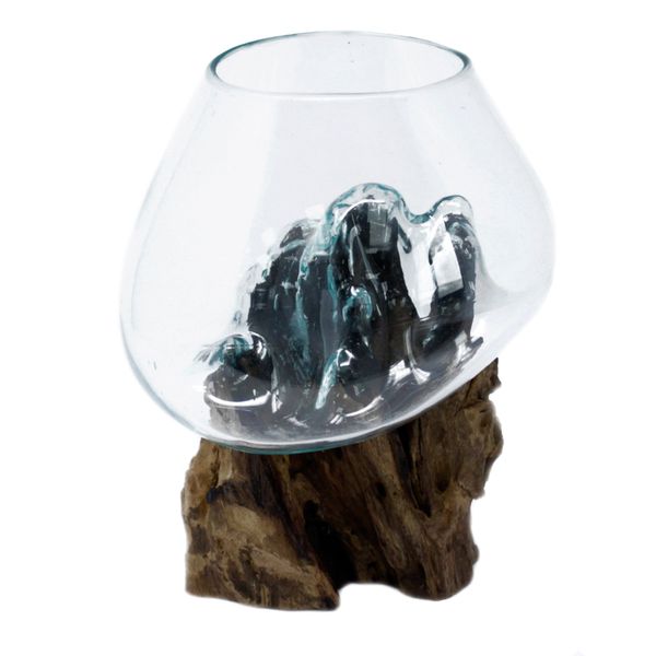 Geschmolzenes Glas auf Holz - große Schüssel