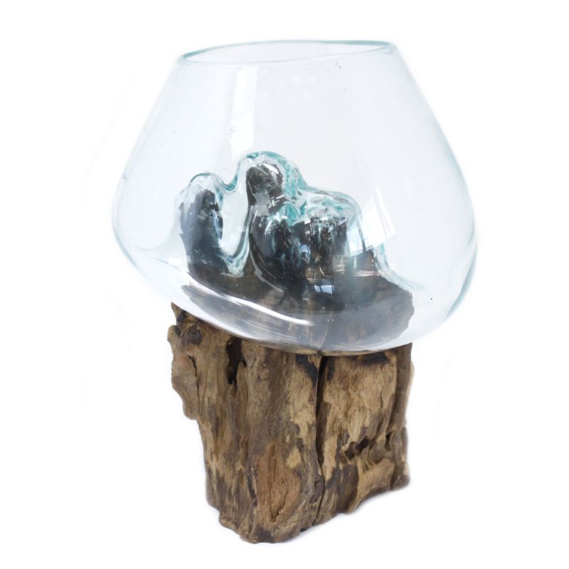 Geschmolzenes Glas auf Holz - große Schüssel
