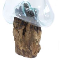 Geschmolzenes Glas auf Holz - große Schüssel