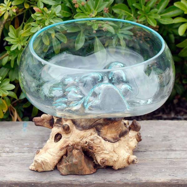 Geschmolzenes Glas auf Holz-Große, Breite Schüssel