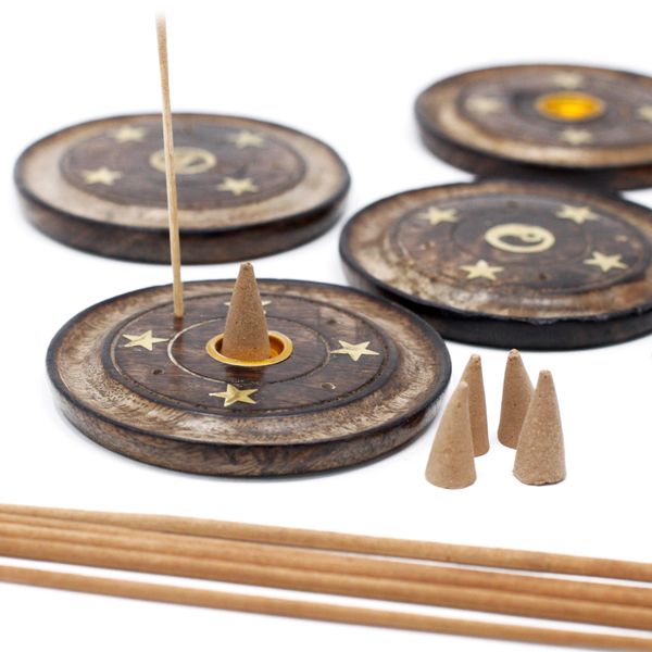 Holzhalter aus Mangoholz 10cm (Kegel & Weihrauch)