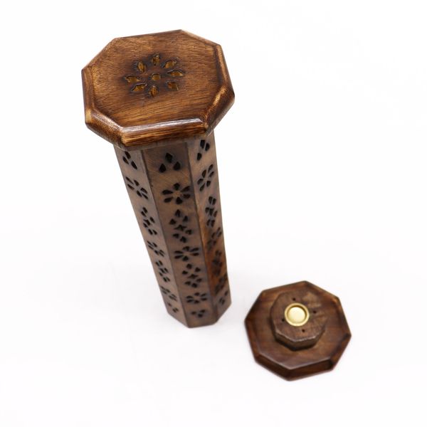 Räucherwerkhalter achteckiger Räucherturm-Mangoholz
