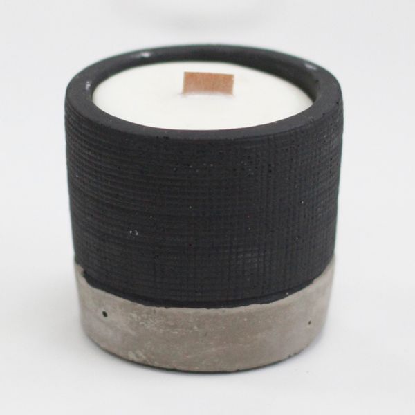 Holzdocht Sojakerze im Betontopf - Schwarz - Brandy Butter