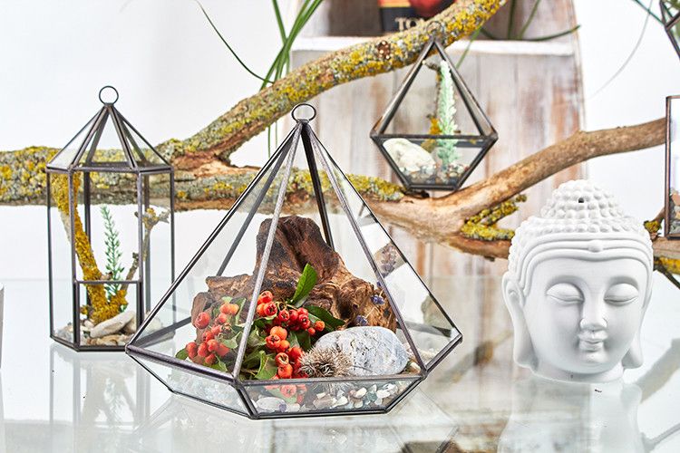 Glas/Metal Terrarium - Laternenform