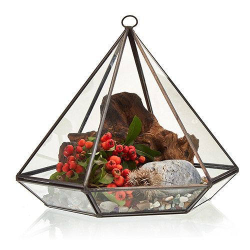 Glas/Metal Terrarium - große Diamantform