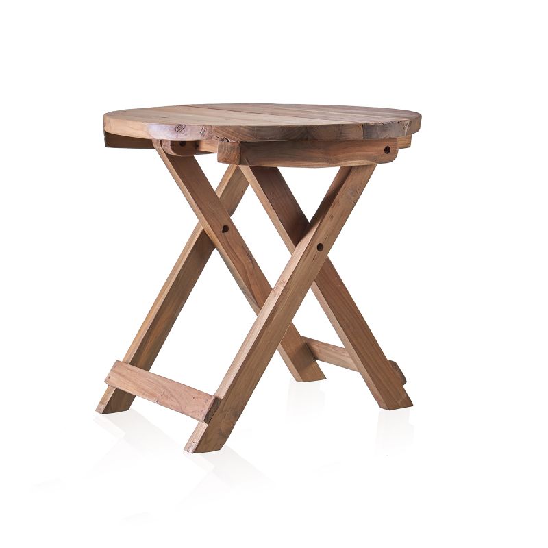 Zusammenklappbarer Tisch - Recycling Holzmöbel - Rund 50x50cm