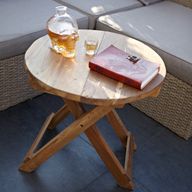 Zusammenklappbarer Tisch - Recycling Holzmöbel - Rund 50x50cm