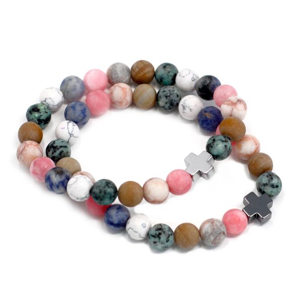 Set mit 2 Edelstein Freundschaftsbänder -Harmonie - Regenbogen-Edelsteine