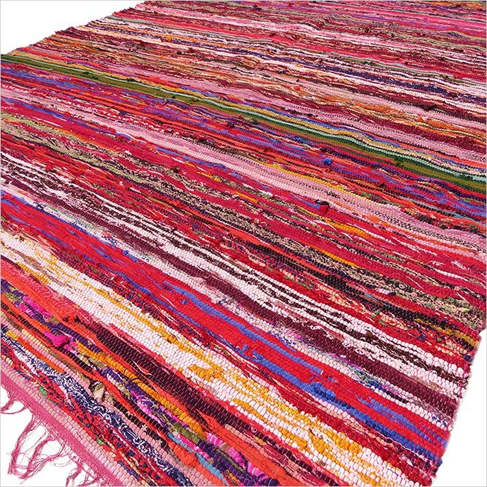 150 x 90cm Luxus-Flickenteppich - Rot- Rot