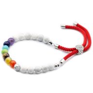 925 Versilbert Edelstein Royal Schnurarmband - Weißer Howlith Chakra