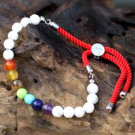 925 Versilbert Edelstein Royal Schnurarmband - Weißer Howlith Chakra