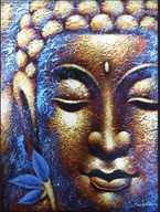 Buddha Gemälde - Goldenes Gesicht & Lotusblume
