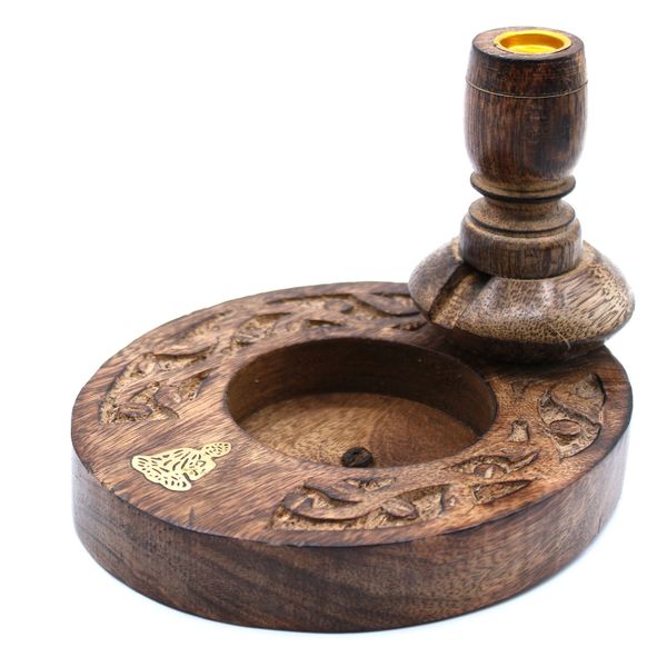 Kleiner Mango Holz Räuchergefäß - Brass Buddha