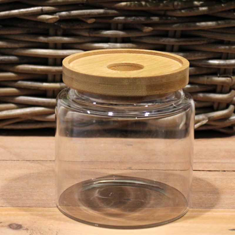 Glas mit Bambusdeckel- 10cm