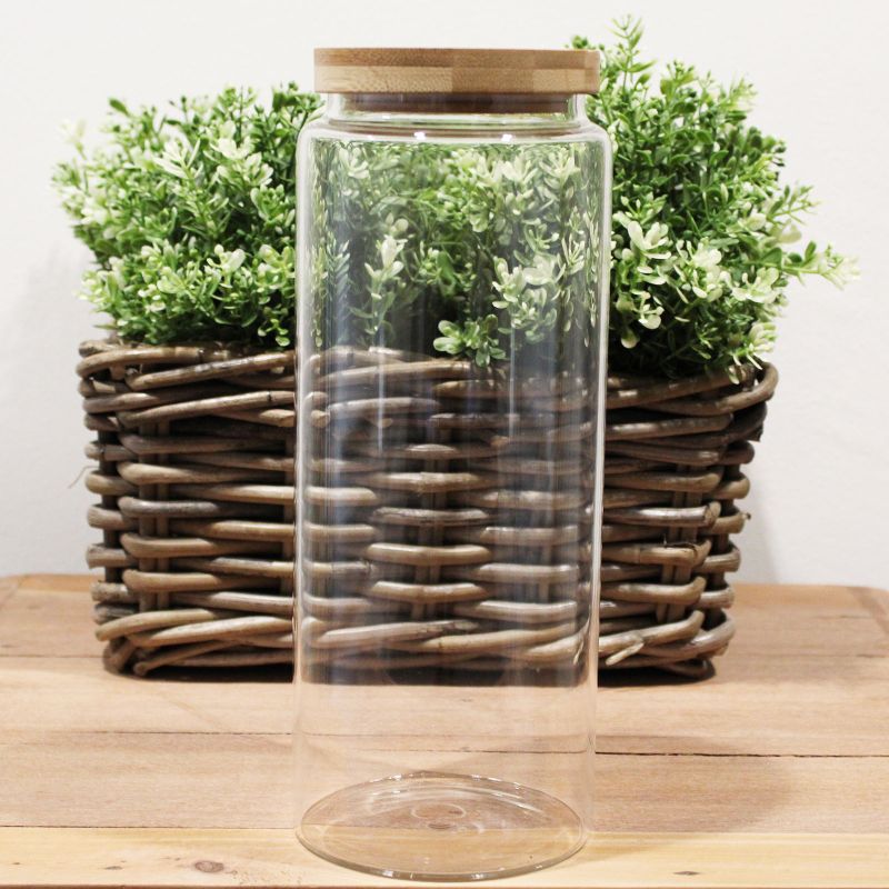 Glas mit Bambusdeckel-- 25cm