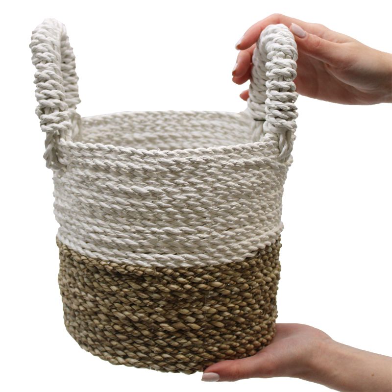Korbset aus Seegras - Dunkelgrau / Weiß / Natur