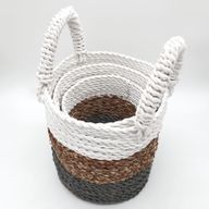Korbset aus Seegras - Grau / Natur / Weiß