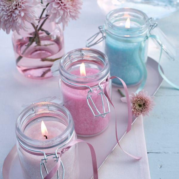 Reine Olivenwachskerze im Glas 120x70- Antike Rose