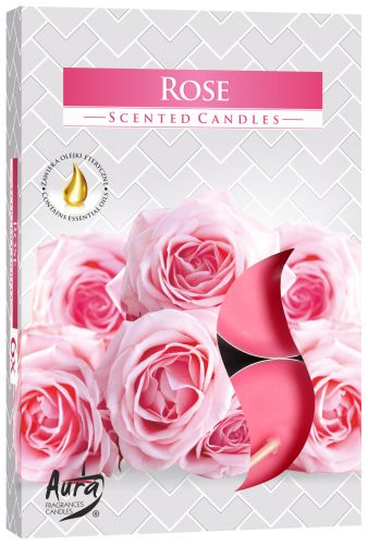 Set mit 6 duftenden Teelichtern - Rose