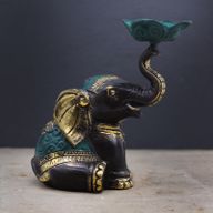 Mittlerer antiker Kerzenhalter - Elefant