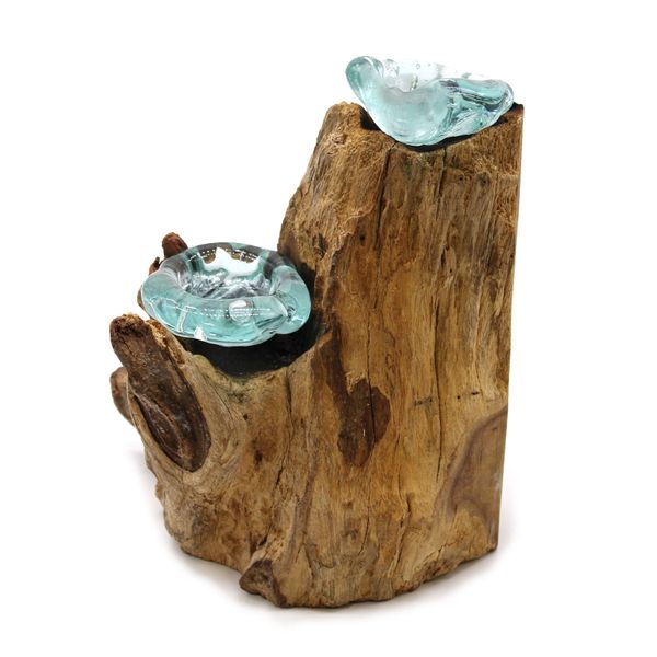Geschmolzenes Glas auf Holz - Doppelkerzenhalter