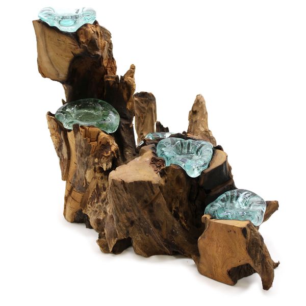Geschmolzenes Glas auf Holz - 5 Leuchter