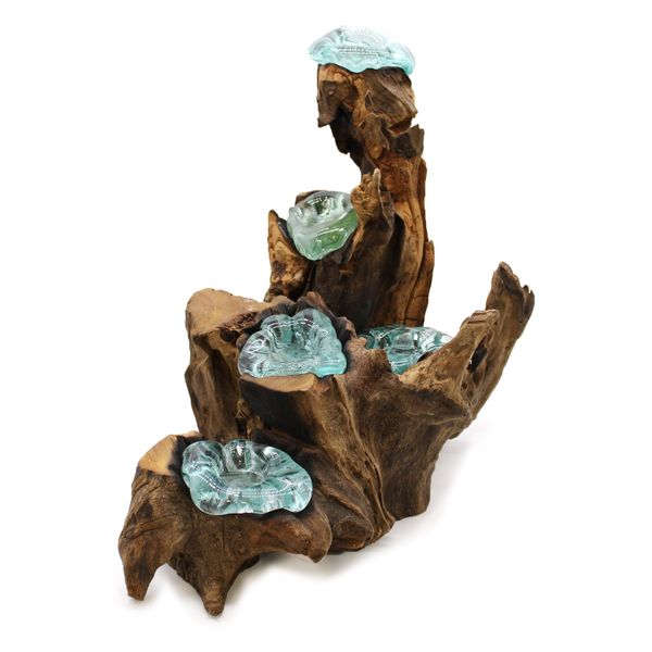 Geschmolzenes Glas auf Holz - 5 Leuchter
