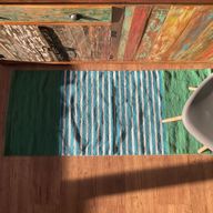 Indischer Baumwollteppich - 70x170cm - Blau/ Grün