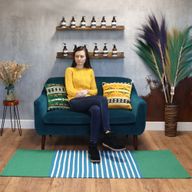 Indischer Baumwollteppich - 70x170cm - Blau/ Grün
