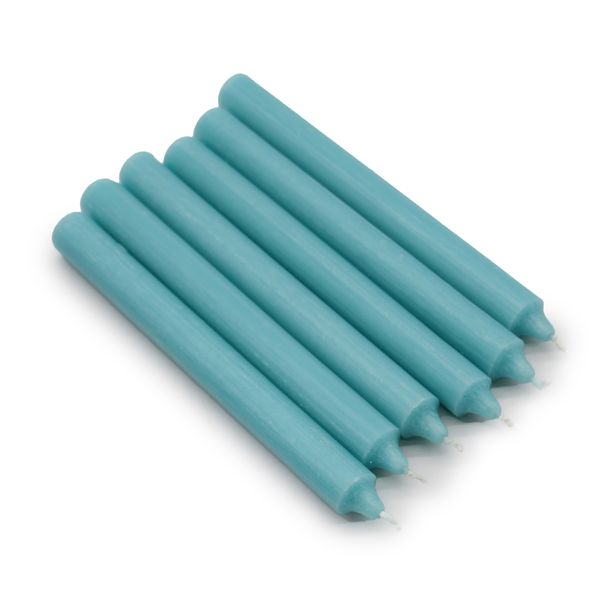 Bunte Tischkerzen - Rustikales Aqua - Packung mit 100 Stück