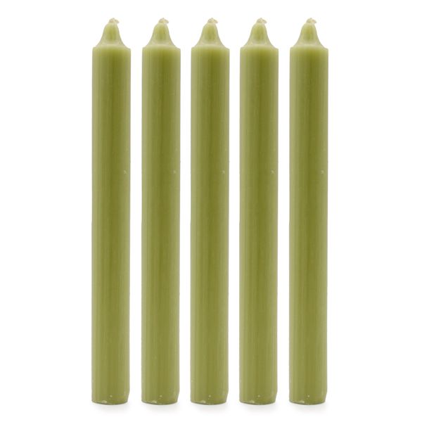 Bunte Tischkerzen - Rustikale Olive - Packung mit 100