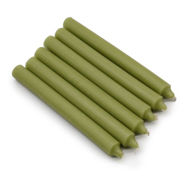 Bunte Tischkerzen - Rustikale Olive - Packung mit 100
