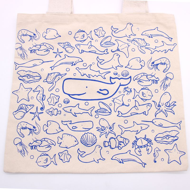 Große Baumwoll-Einkaufstasche – 38 x 42 - Leben im Meer - 10oz