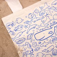 Große Baumwoll-Einkaufstasche – 38 x 42 - Leben im Meer - 10oz