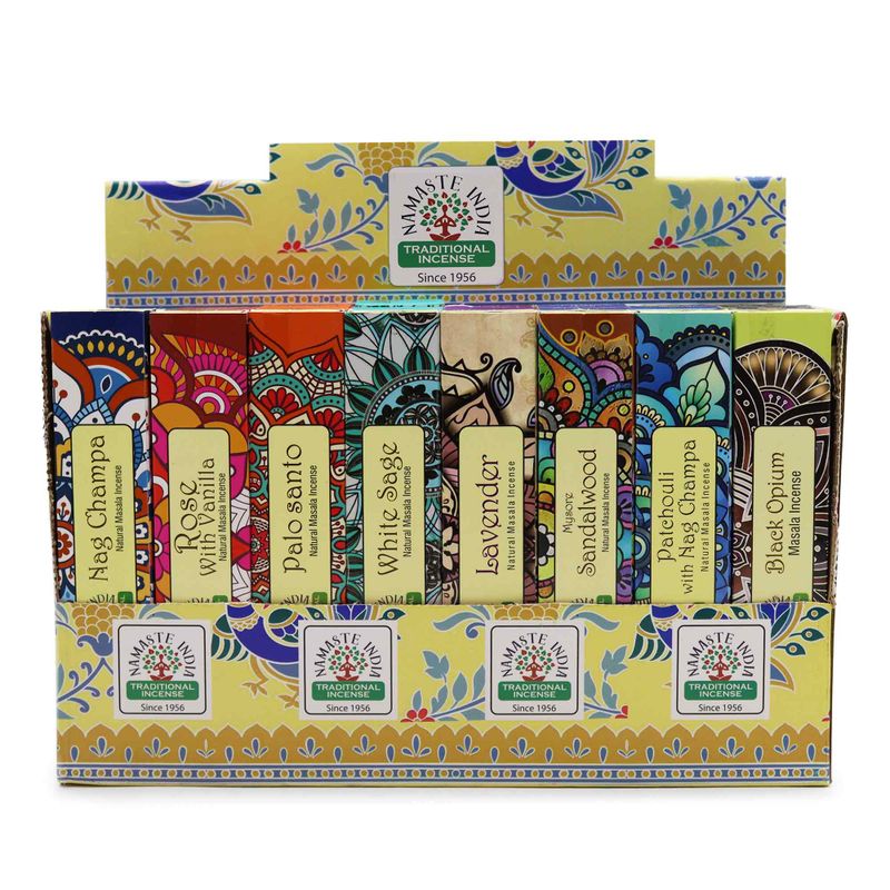 Namaste Mandala Masala Räucherstäbchen Display-Packung (6x8 Düfte)