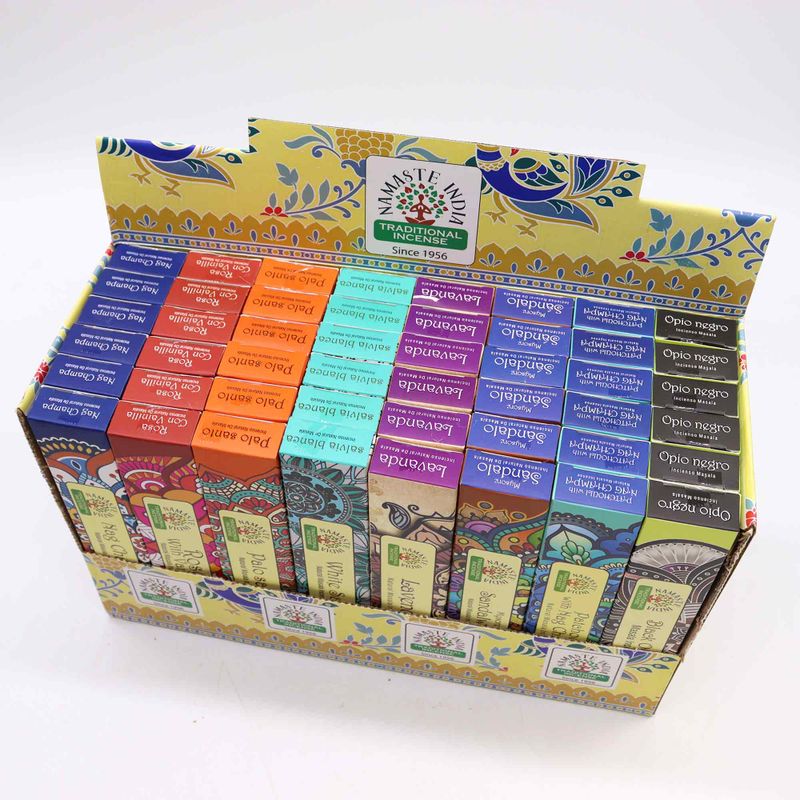 Namaste Mandala Masala Räucherstäbchen Display-Packung (6x8 Düfte)