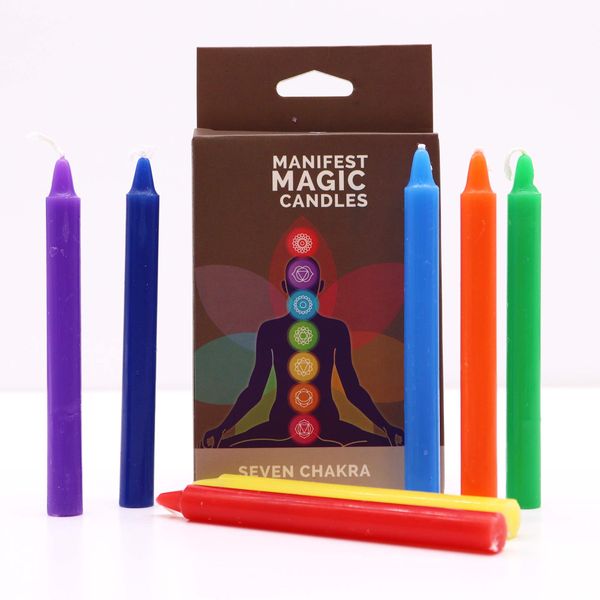 Sieben Chakra Manifest Kerzen (7er-Pack)
