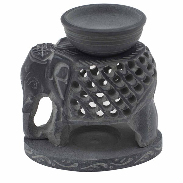 Duftlampe aus Speckstein, 10,5 cm- Stehender Elefant