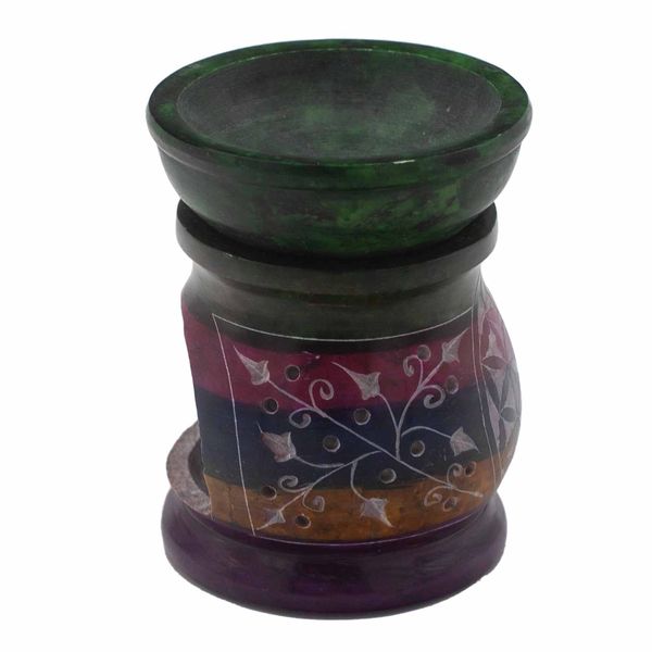 Duftlampe aus Speckstein, 10 cm - Blume des Lebens – Fünf Farben