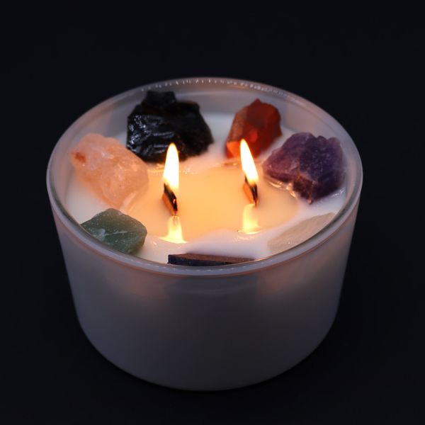 Große Chakra-Kristallkerze – Sieben Chakra