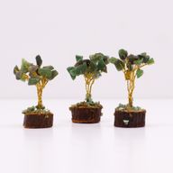 Mini-Edelsteinbäume auf Holzsockel - Grüner Aventurin (15 Steine)
